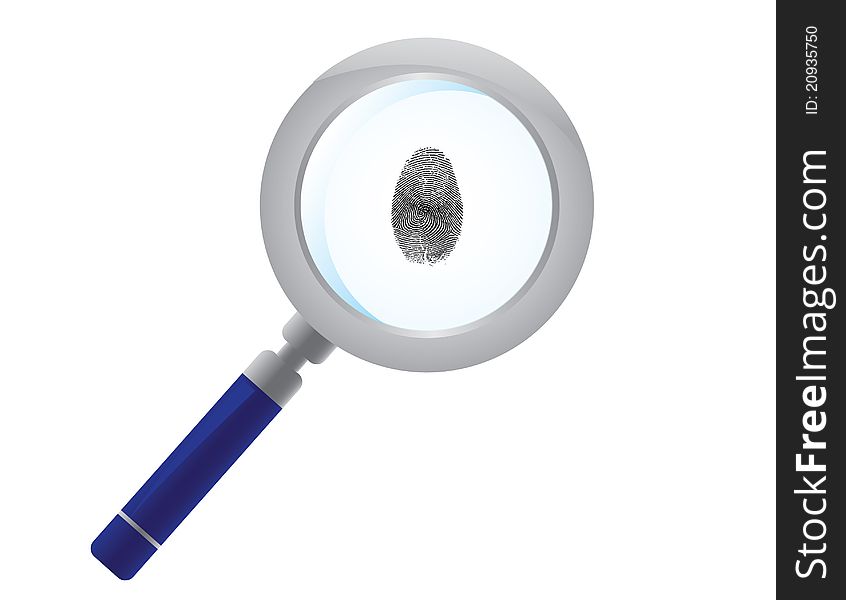 Illustration of fingerprint with magnifying glass