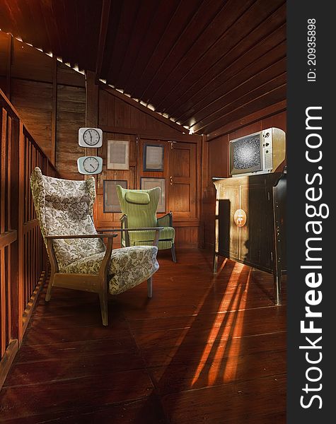 Retro Wooden Room Interior Design
