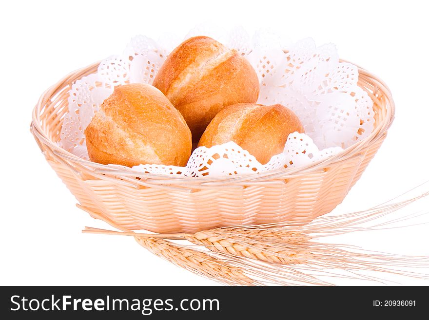 French roll. in a basket with ears of corn and beans. French roll. in a basket with ears of corn and beans
