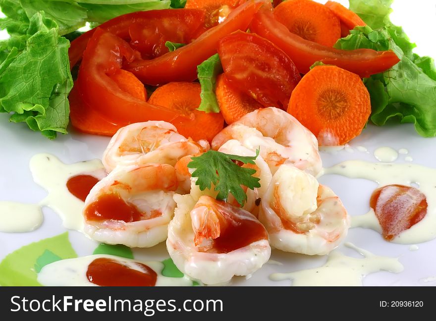 Salad Shrimp with Carrot for Health.