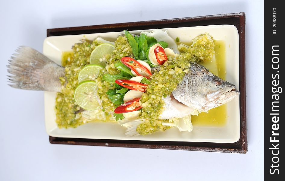 Spicy steamed fish in studio