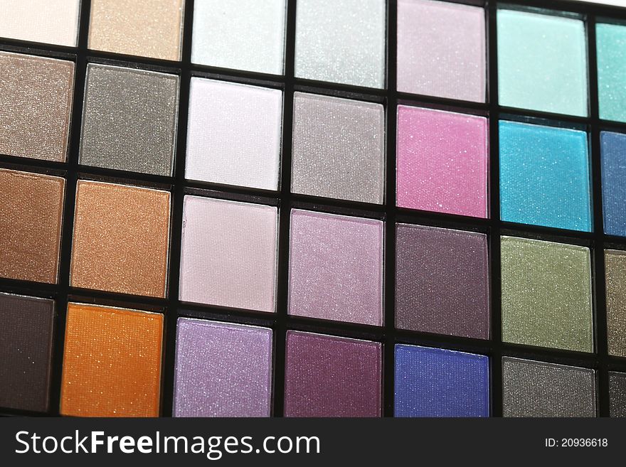 Multicolored eye shadows.