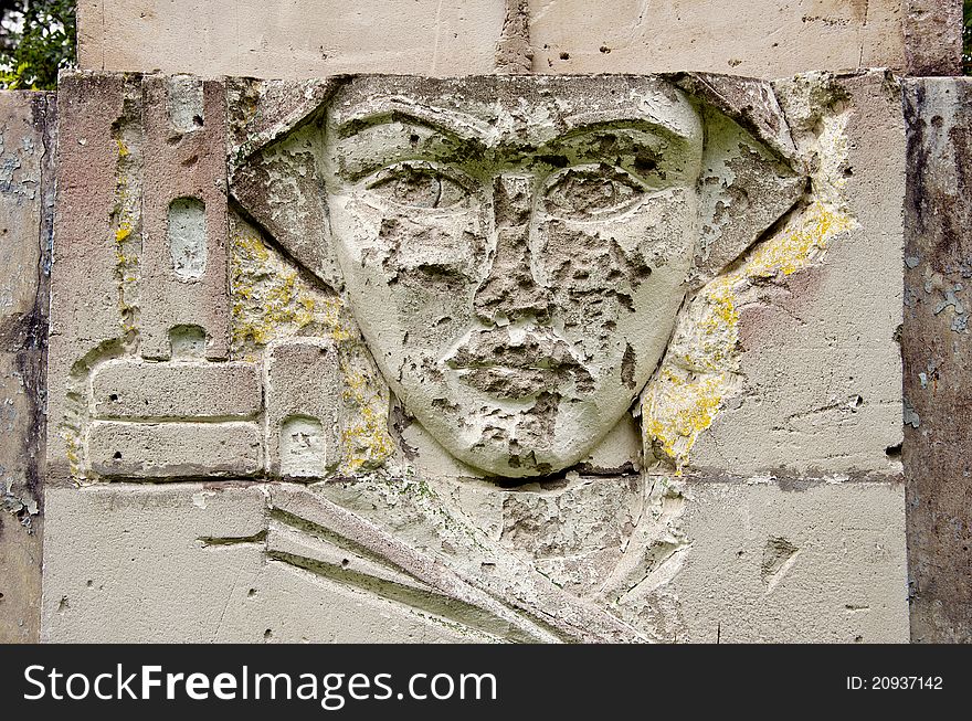 Soviet military symbols ruins in the Baltic country