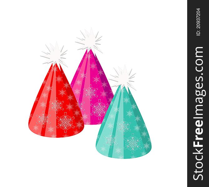 Colorful party and celebration hats ,isolated on white background