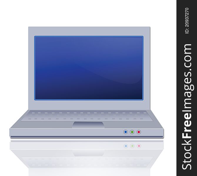 Notebook-laptop with reflection on white background. Notebook-laptop with reflection on white background