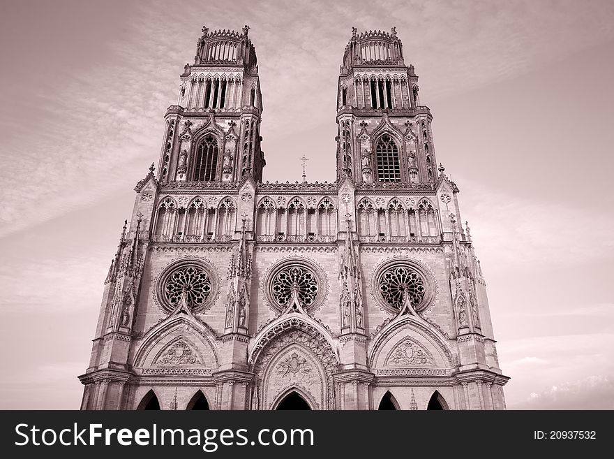 Main Facade of Sante Croix Cathedral, Orleans, France