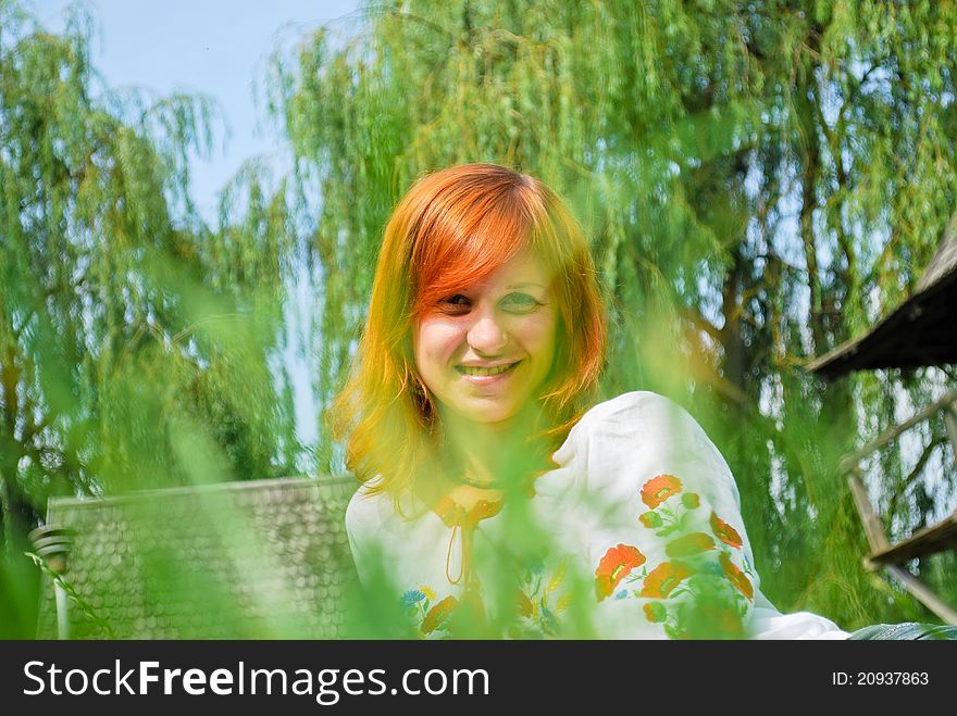 Ukrainian girl in national clothes