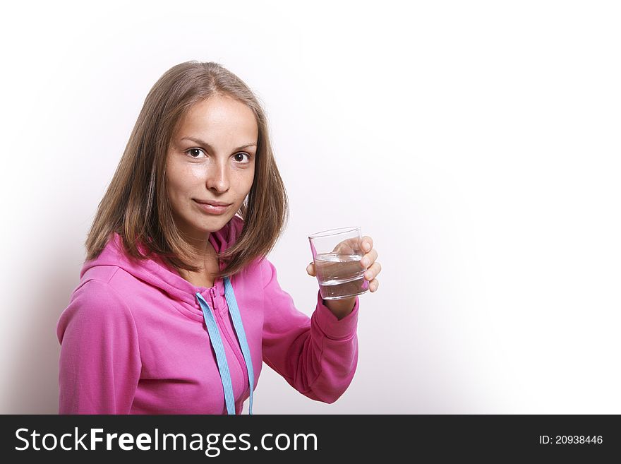 Woman with glass of water