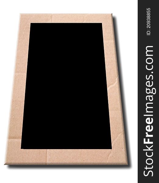 Brown corrugated cardboard frame with black space for your design. Brown corrugated cardboard frame with black space for your design