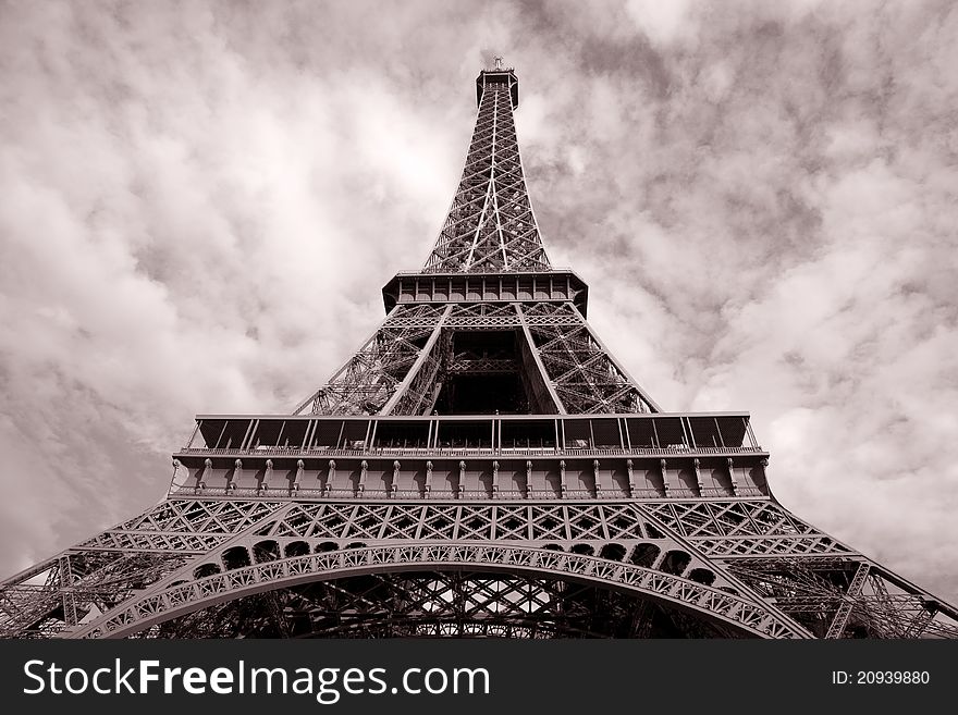 Eiffel Tower with Cloud Background, Paris, France. Eiffel Tower with Cloud Background, Paris, France