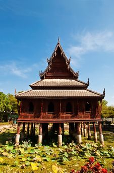 Wooden Buddhist Pavilion Royalty Free Stock Photography