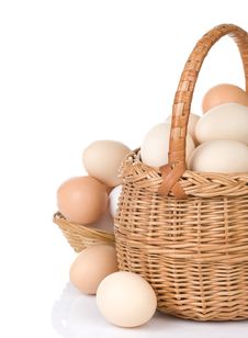 Eggs And Basket On White Royalty Free Stock Photos Eggs And Basket On White Royalty Free Stock Photos