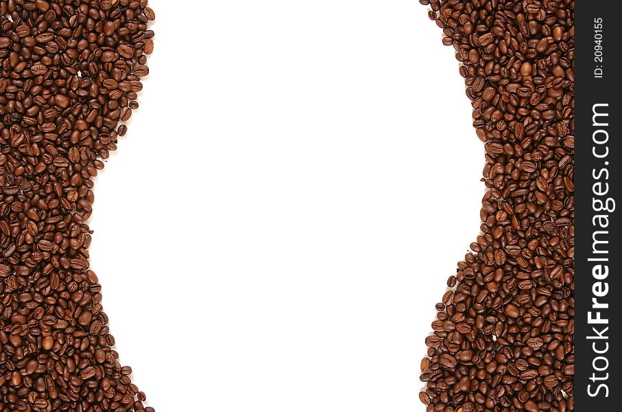 Brown frame with coffee beans. Brown frame with coffee beans