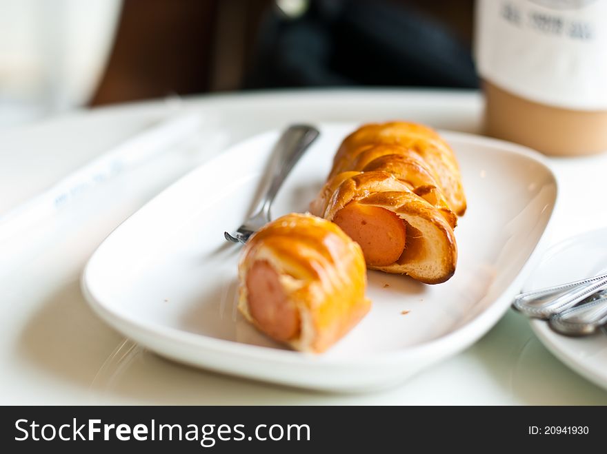 Croissant In the coffee shop.