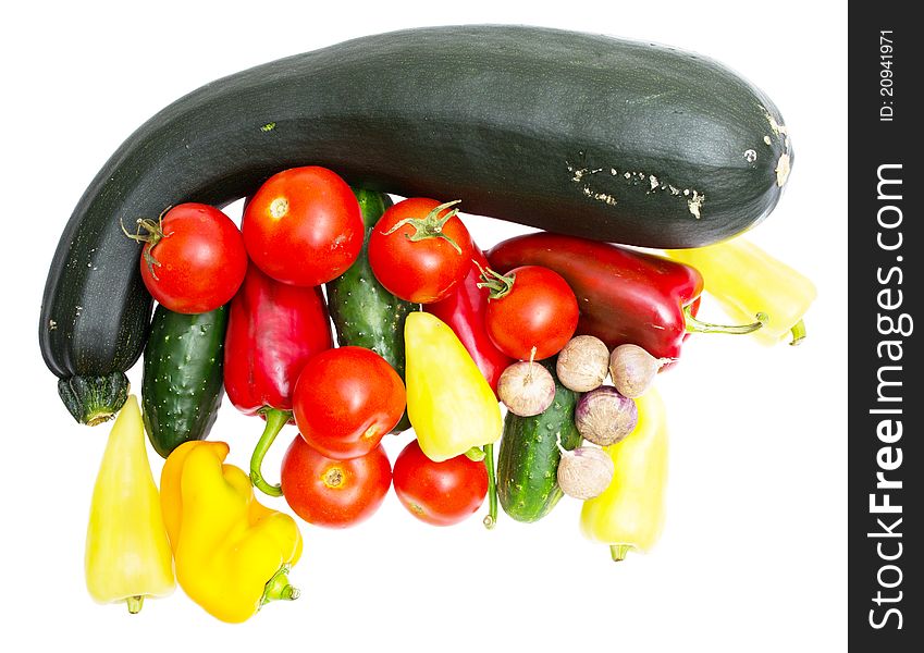 Fresh vegetables on the white background