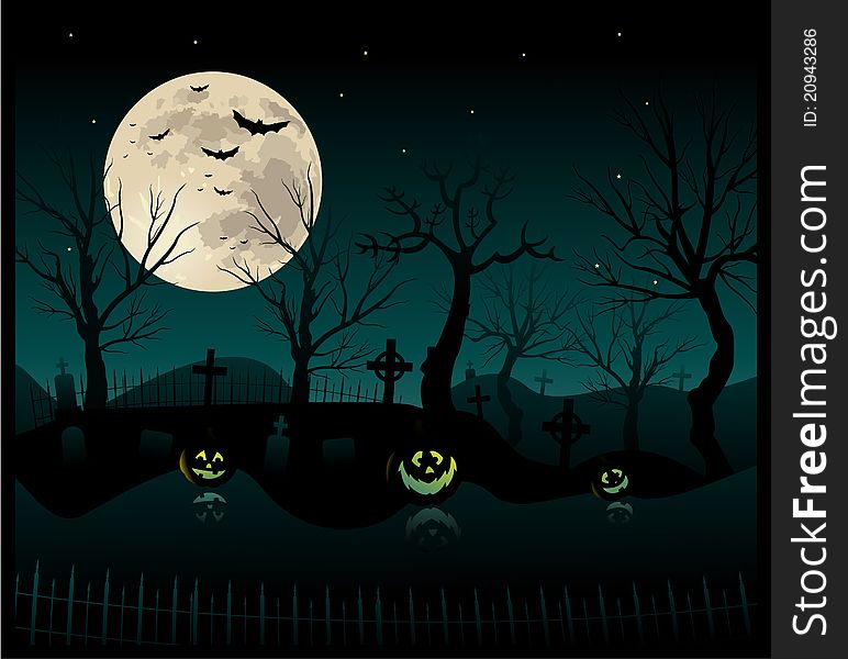 Halloween creepy cemetery background copyspace. Halloween creepy cemetery background copyspace