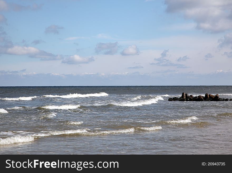 Baltic sea at summer day. Niechorze, Poland, Europe