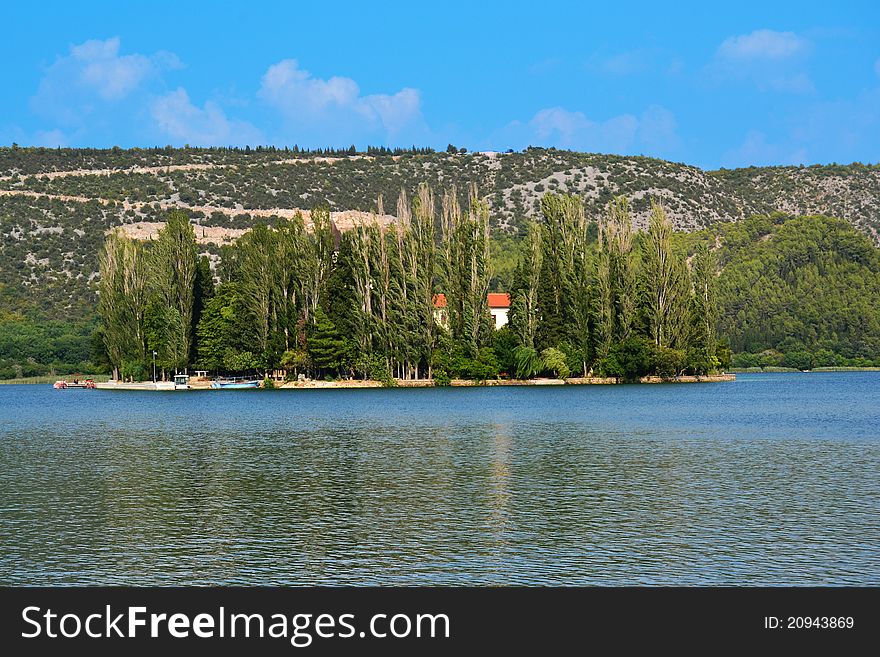 Visovac Monastery On The Island In The Krka