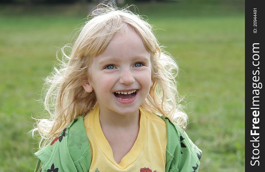 Cheerful Girl For A Walk