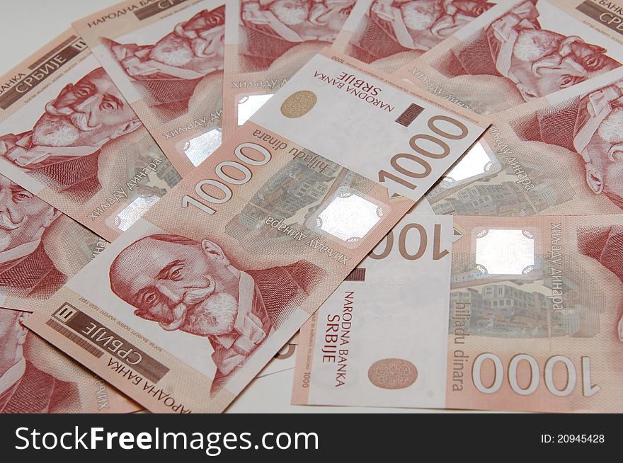 Serbian currency - banknote of thousand dinars
