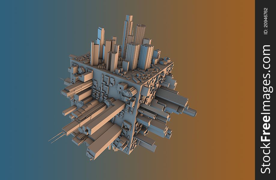 Render of a cube with cities on it. Render of a cube with cities on it.