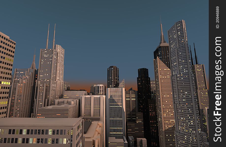 City at dusk