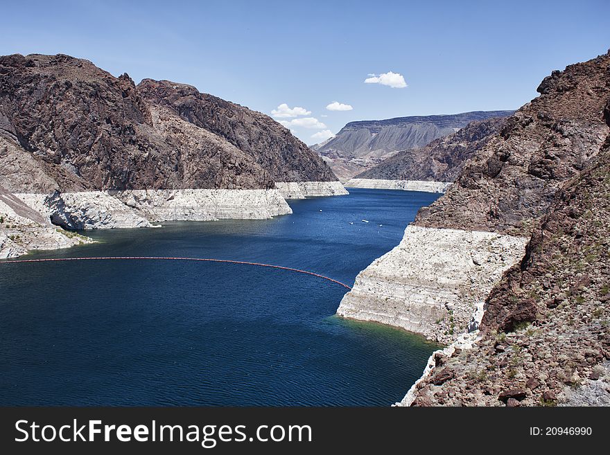 View of the Lake Mead from Hoover Dam in Nevada, USA. View of the Lake Mead from Hoover Dam in Nevada, USA