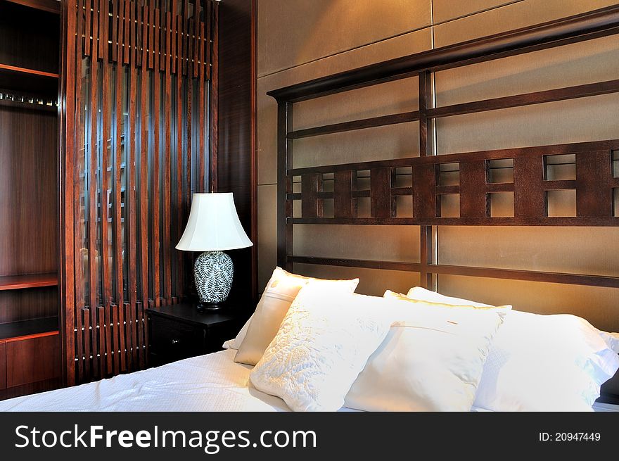 Bedroom decorated in oriental traditonal style, shown as featured home decoration culture and luxury ornaments and setting. Bedroom decorated in oriental traditonal style, shown as featured home decoration culture and luxury ornaments and setting.