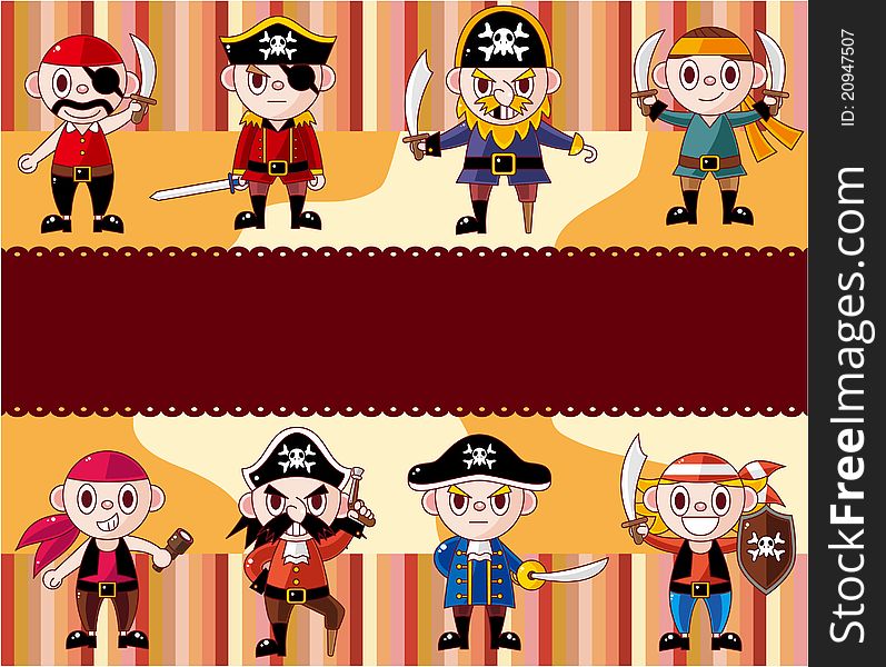 Cartoon pirate card,,illustration