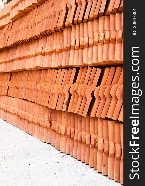 Stack of ceramic roof tiles for background