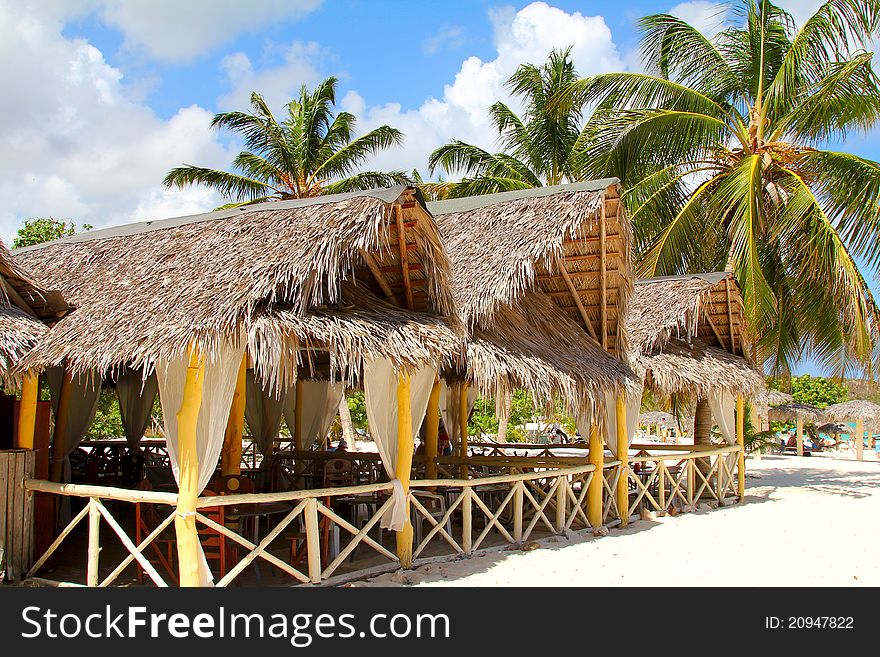 The view of the restaurant on the beach. The view of the restaurant on the beach