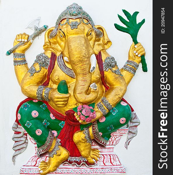 Indian or Hindu ganesha God Named Siddhi Ganapati at temple in thailand ;The conviction will be used hand to apply to the Lord for get the wishes.