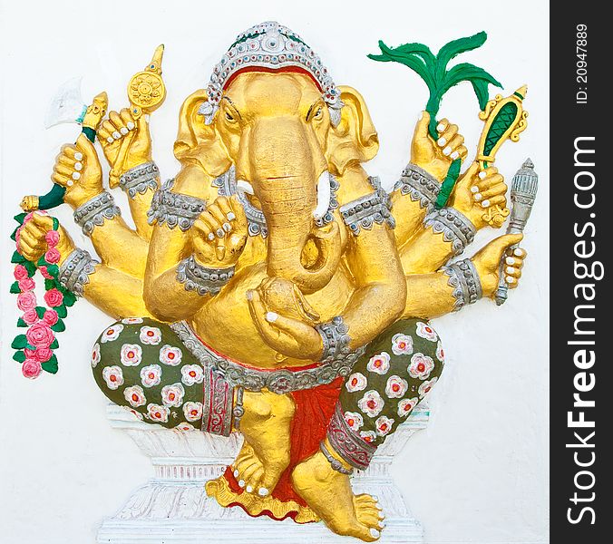 Indian or Hindu ganesha God Named Vighna Ganapati at temple in thailand ;The conviction will be used hand to apply to the Lord for get the wishes.