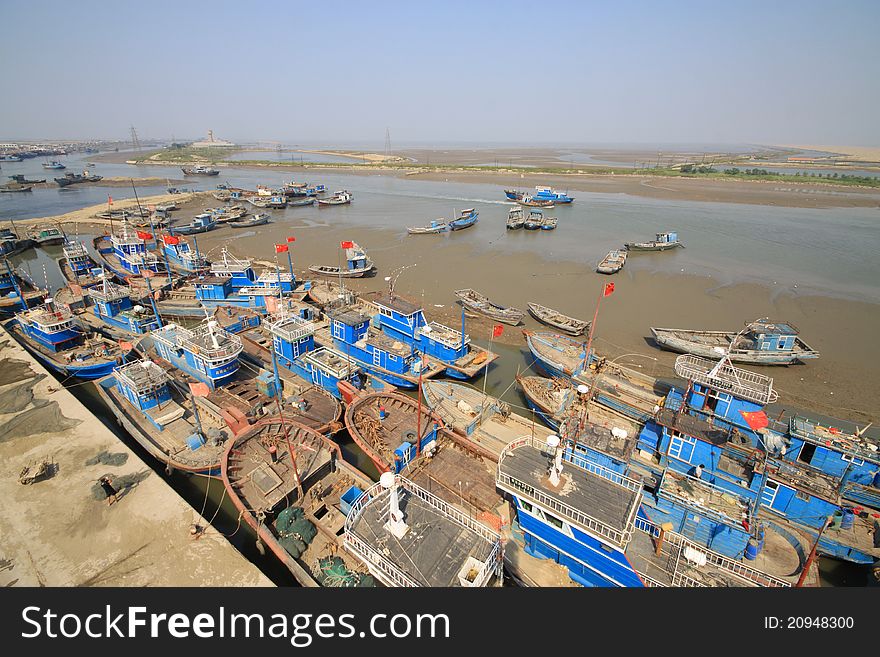 Ships in the fishing port terminal in northern china