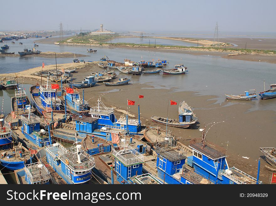 Ships in the fishing port terminal in northern china