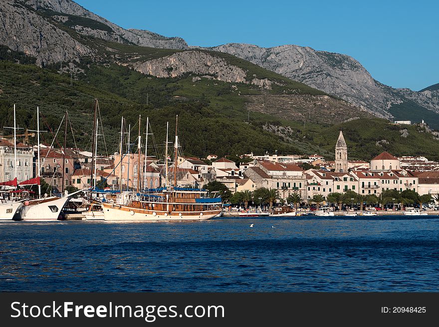 The resort town of Makarska in Croatia. Port.