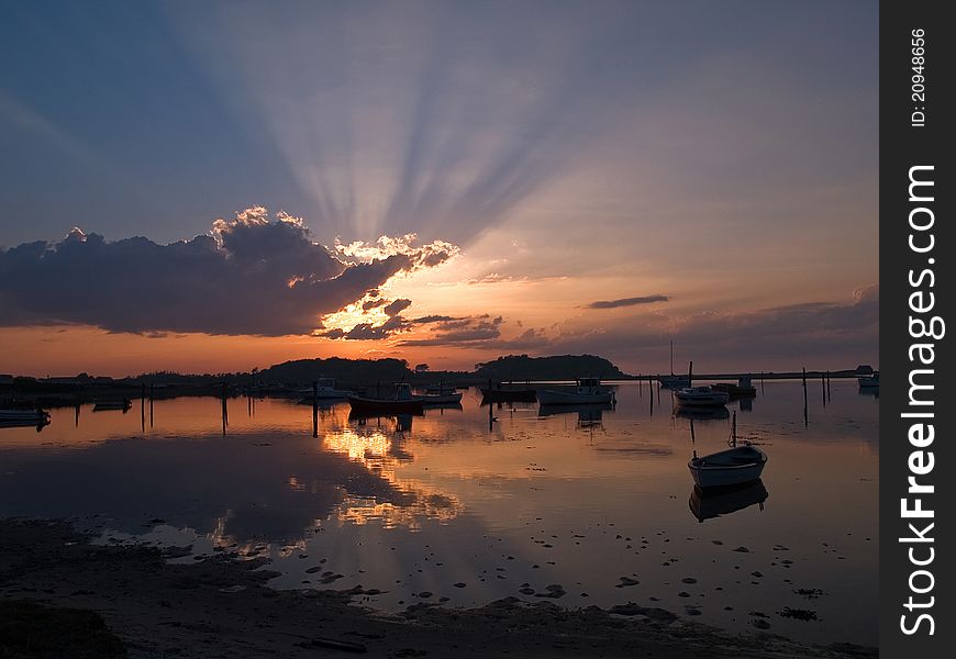 Boats In An Amazing Sunset