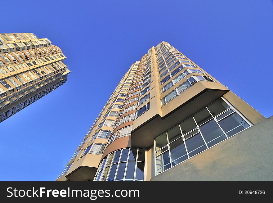 Apartment Buildings against Blue Sky,vancouver,bc