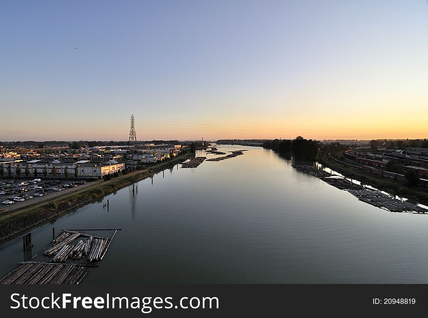 Sunset View from a River Bridge,new westminster,bc