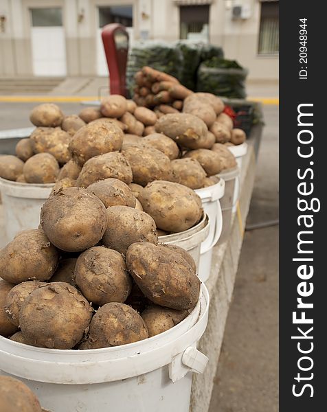 Potato and carrot on local market