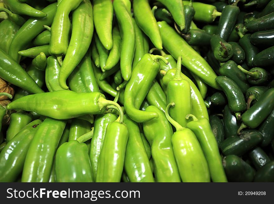 Fresh picked green peppers ready to use in many ways