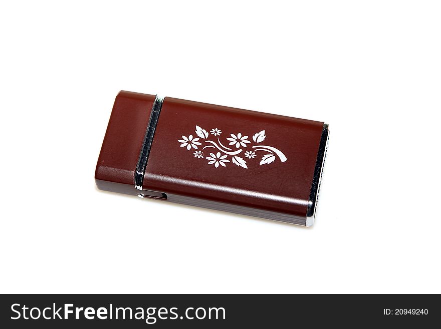 Metal lighter on a white background