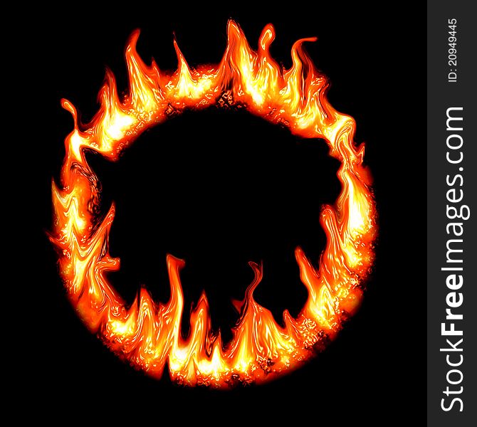 Fire burning form a circle on black background. Fire burning form a circle on black background.
