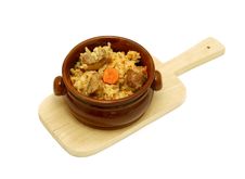 Rice With Meat In A Ceramic Bowl Isolated On White Stock Photos Rice With Meat In A Ceramic Bowl Isolated On White Stock Photos
