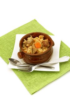 Rice With Meat In A Ceramic Bowl Isolated On White Royalty Free Stock Photos Rice With Meat In A Ceramic Bowl Isolated On White Royalty Free Stock Photos
