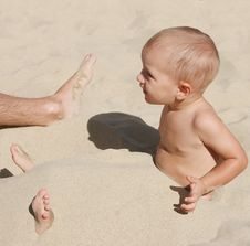 Playing In The Sand Royalty Free Stock Photo Playing In The Sand Royalty Free Stock Photo