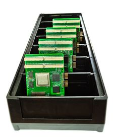 Several Printed Circuit Boards In A Container Stock Photo Several Printed Circuit Boards In A Container Stock Photo