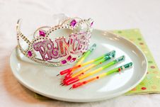 Princess Party Tiara And Birthday Candles Royalty Free Stock Photo Princess Party Tiara And Birthday Candles Royalty Free Stock Photo