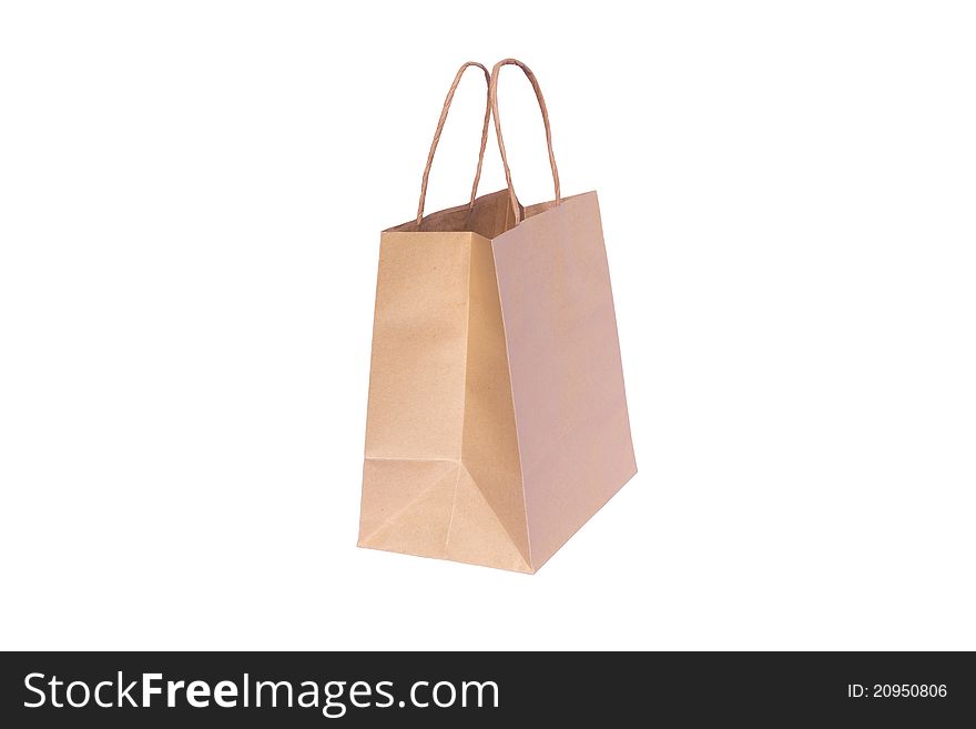 Shopping paper bag isolated on white background.