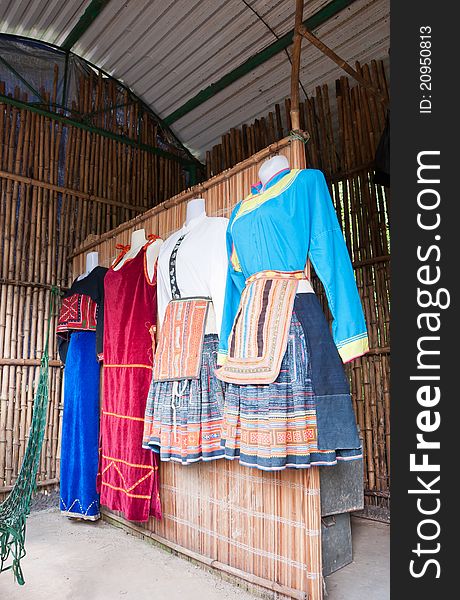Clothes made by local ethnic group Black Khmong living in the north of Vietnam. Clothes made by local ethnic group Black Khmong living in the north of Vietnam.